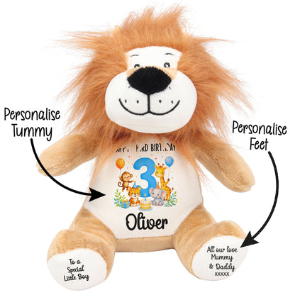 Personalised 3rd Birthday Blue Safari Party Teddy Bear