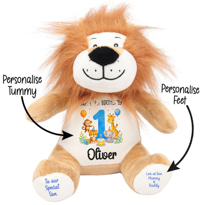 Personalised 1st Birthday Blue Safari Party Teddy Bears