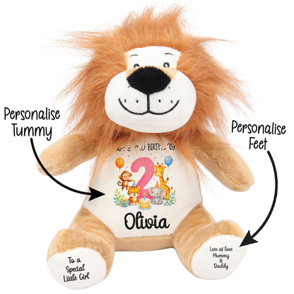 Personalised Pink 2nd Birthday Safari Party Teddy Bears