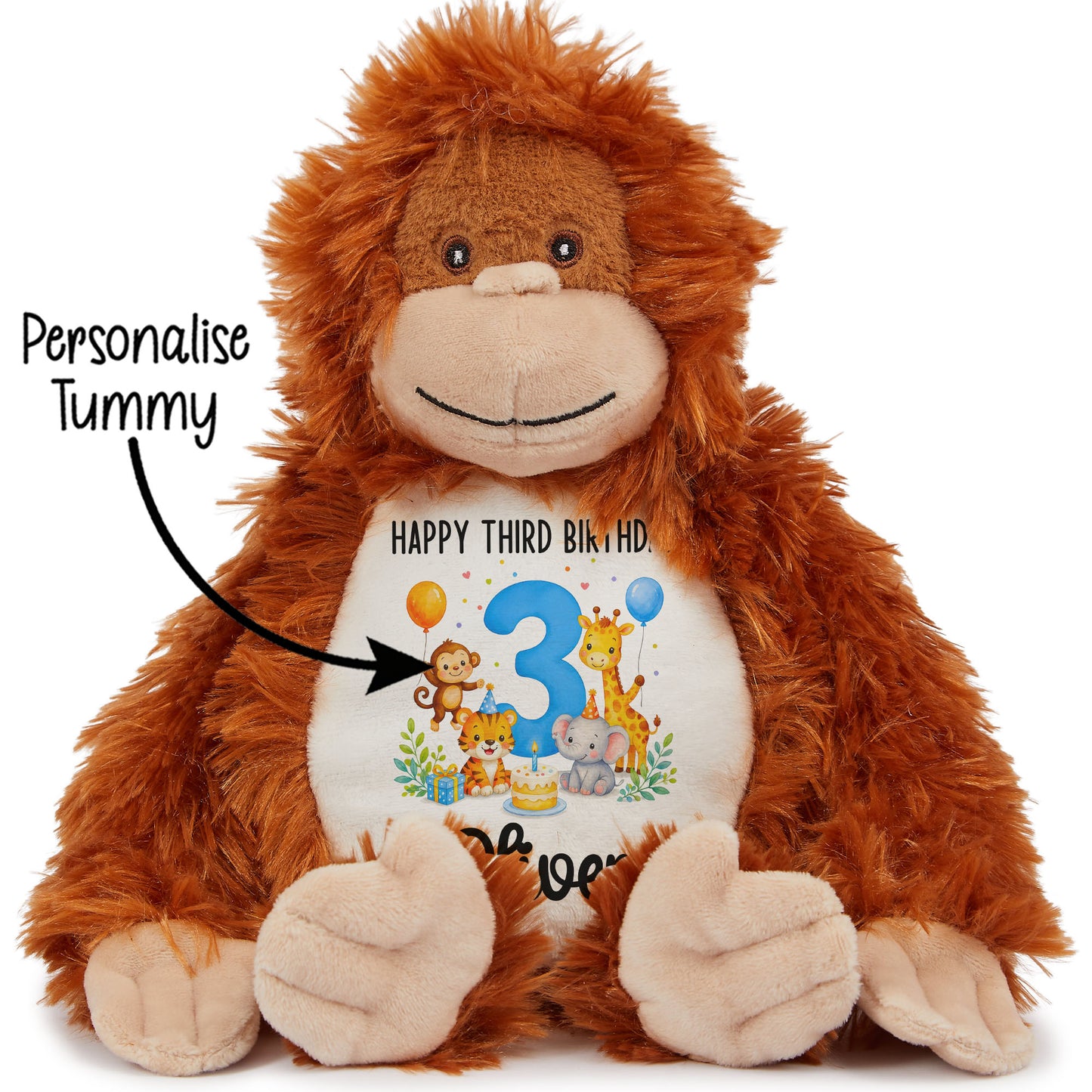 Personalised 3rd Birthday Blue Safari Party Teddy Bear