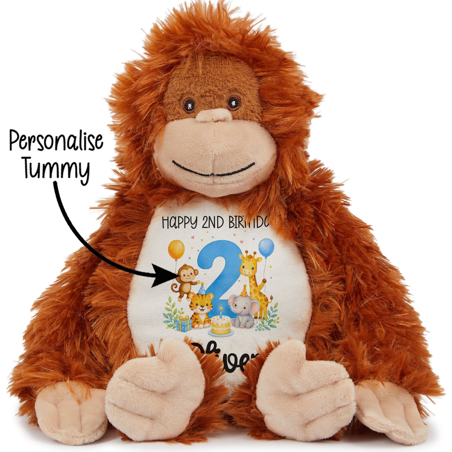 Personalised 2nd Birthday Blue Safari Party Teddy Bear