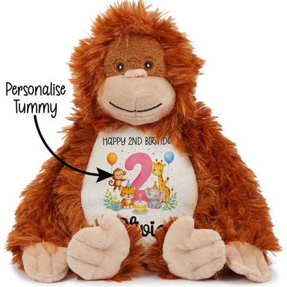 Personalised Pink 2nd Birthday Safari Party Teddy Bears