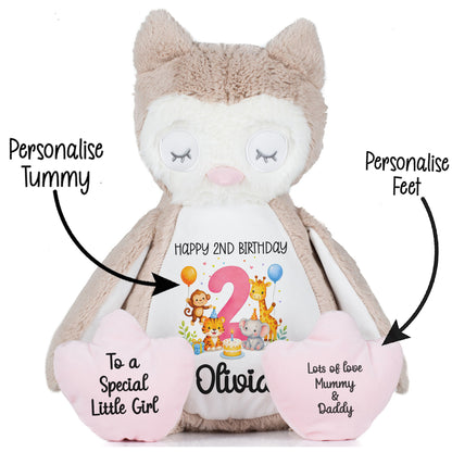Personalised Pink 2nd Birthday Safari Party Teddy Bears