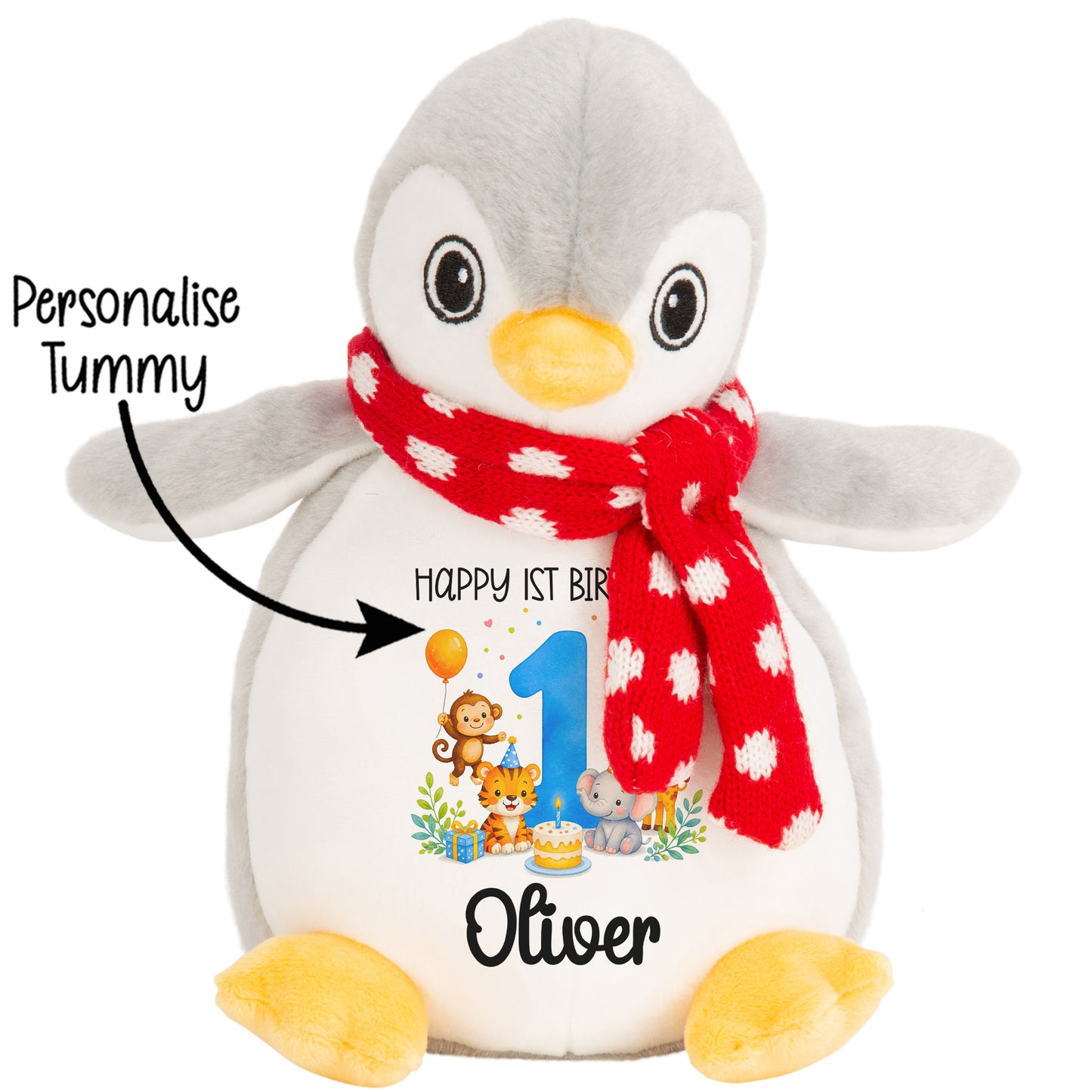 Personalised 1st Birthday Blue Safari Party Teddy Bears