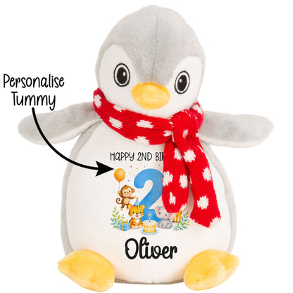 Personalised 2nd Birthday Blue Safari Party Teddy Bear