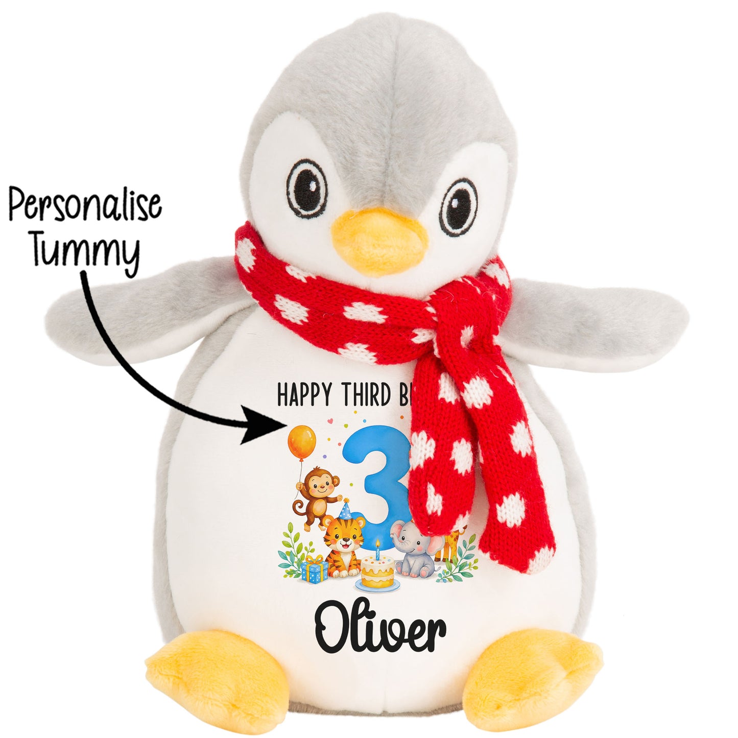 Personalised 3rd Birthday Blue Safari Party Teddy Bear