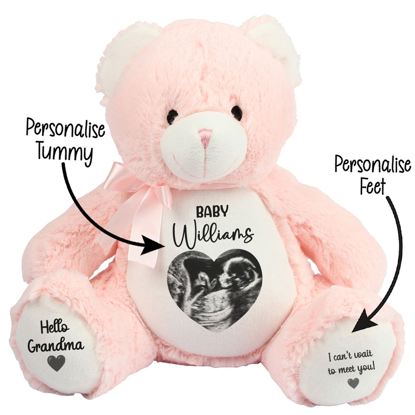 Personalised Pregnancy Reveal Baby Scan Photo Teddy Bear