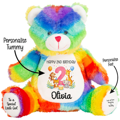 Personalised Pink 2nd Birthday Safari Party Teddy Bears