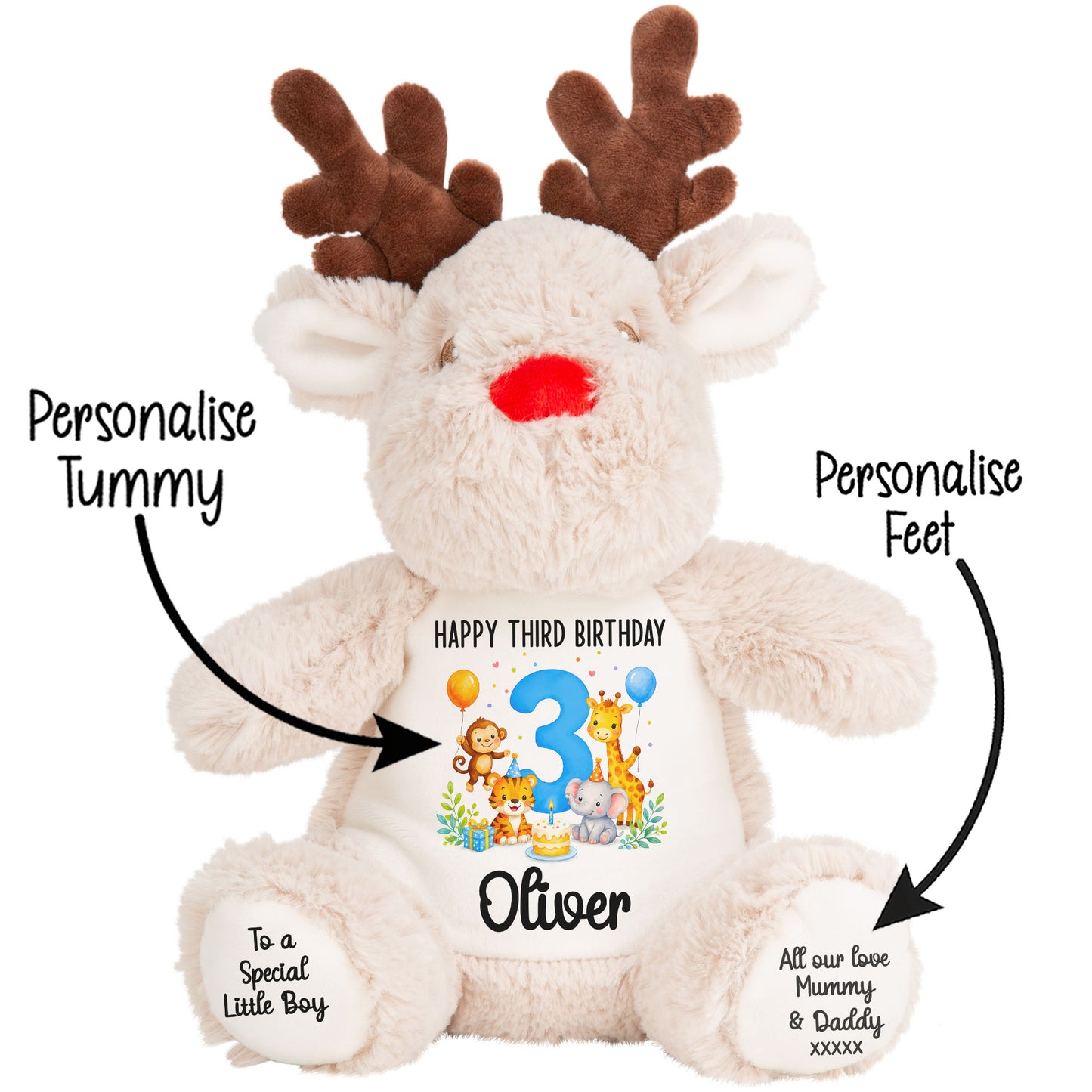 Personalised 3rd Birthday Blue Safari Party Teddy Bear