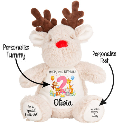 Personalised Pink 2nd Birthday Safari Party Teddy Bears