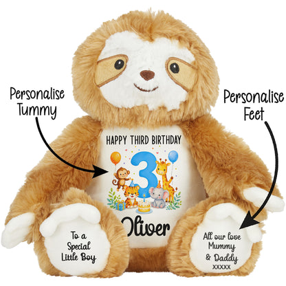 Personalised 3rd Birthday Blue Safari Party Teddy Bear