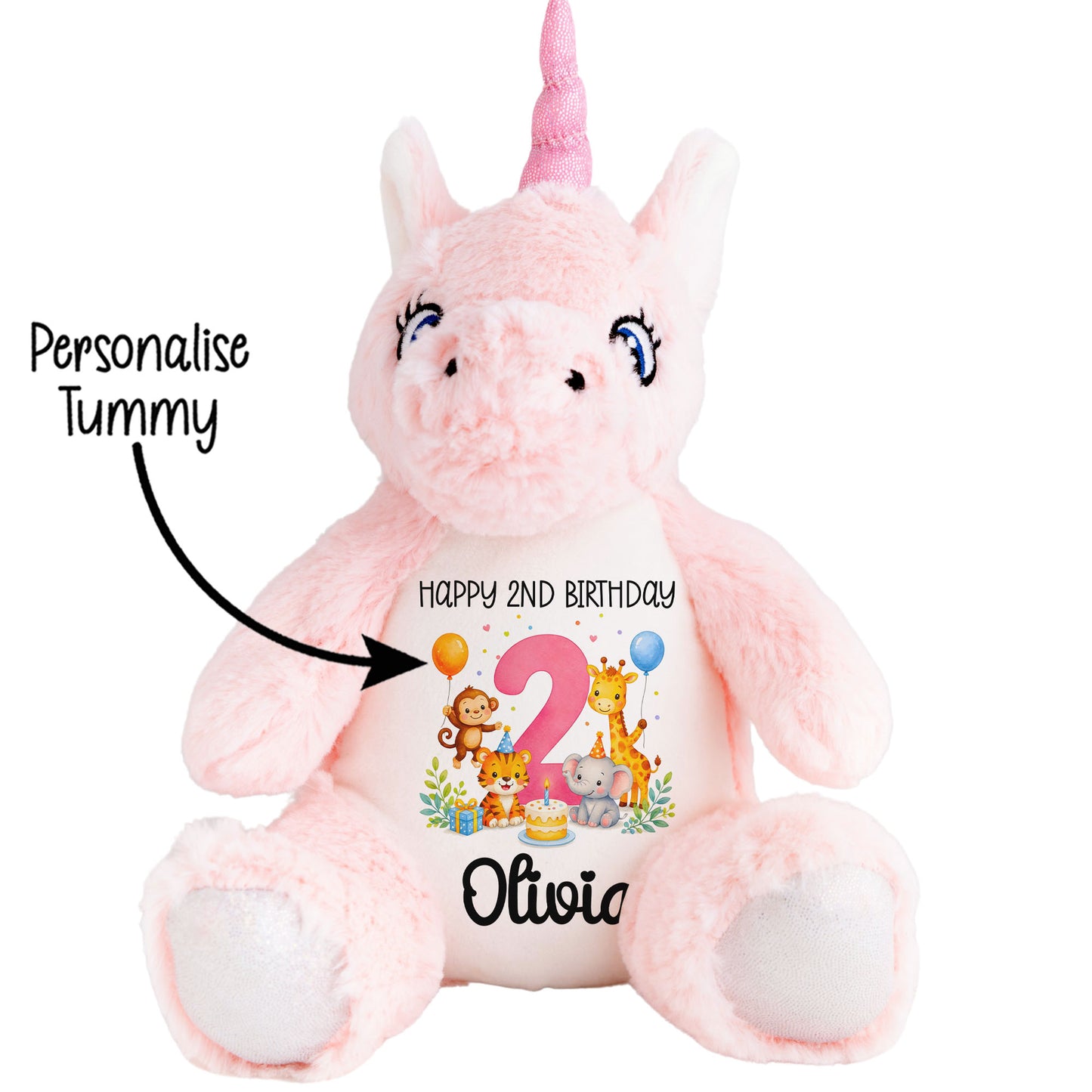 Personalised Pink 2nd Birthday Safari Party Teddy Bears