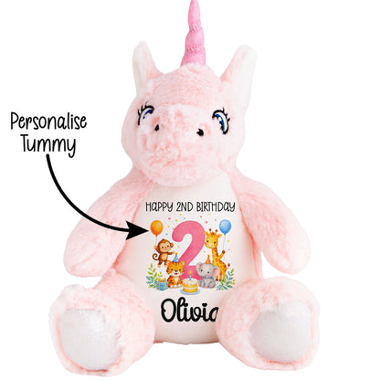 Personalised Pink 2nd Birthday Safari Party Teddy Bears