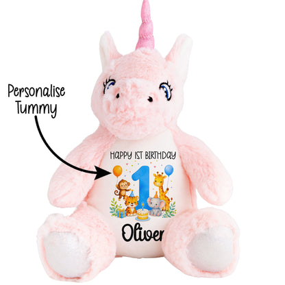 Personalised 1st Birthday Blue Safari Party Teddy Bears