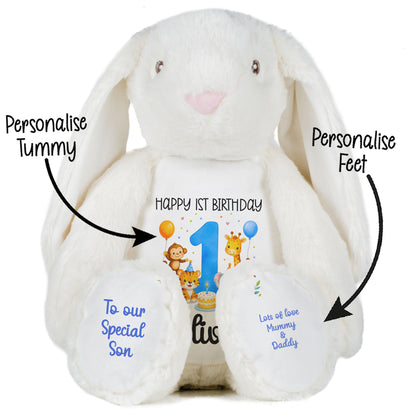 Personalised 1st Birthday Blue Safari Party Teddy Bears