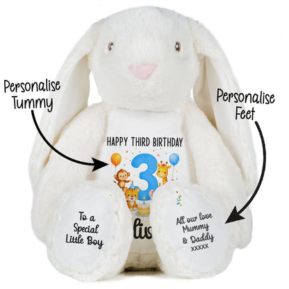 Personalised 3rd Birthday Blue Safari Party Teddy Bear