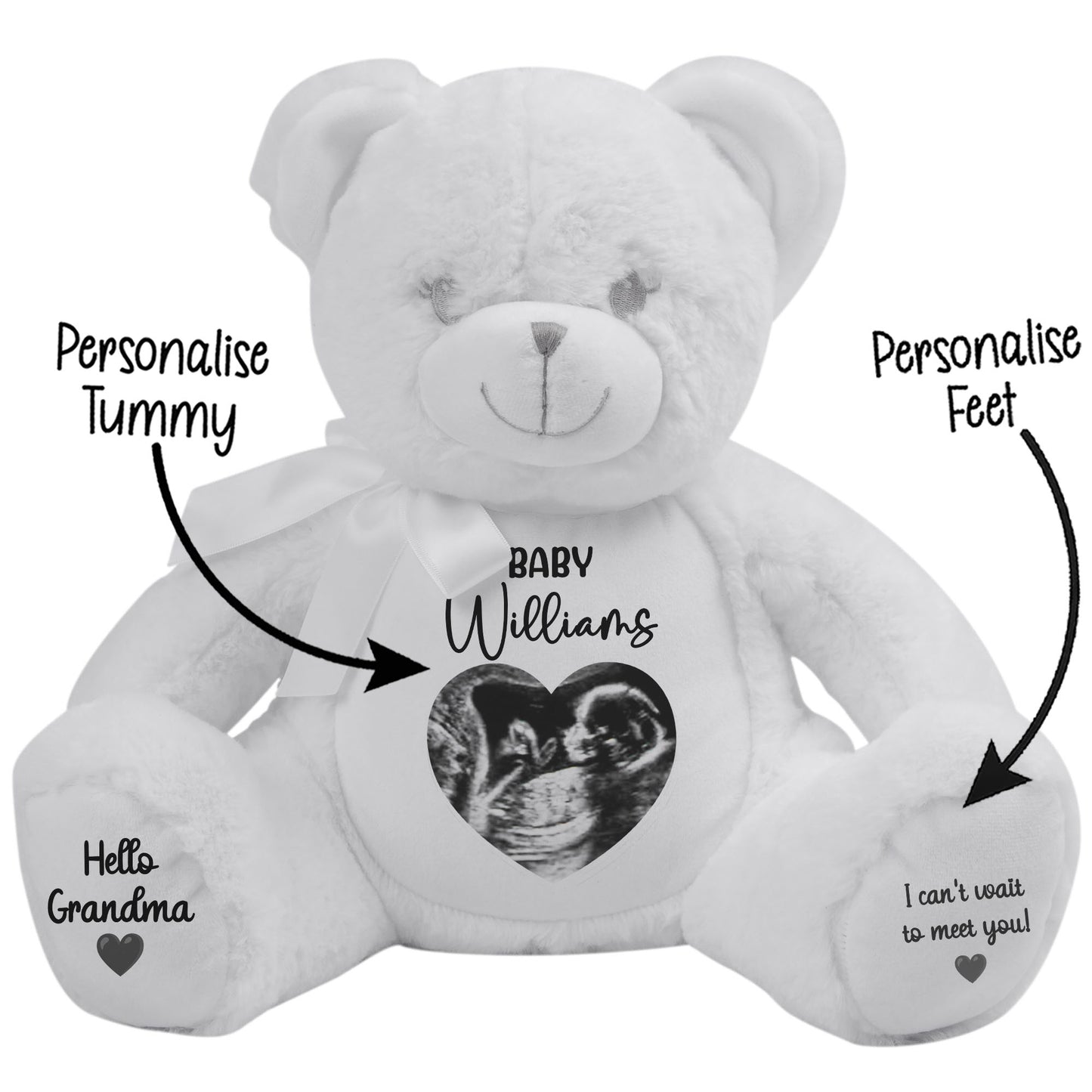 Personalised Pregnancy Reveal Baby Scan Photo Teddy Bear