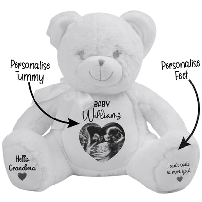 Personalised Pregnancy Reveal Baby Scan Photo Teddy Bear
